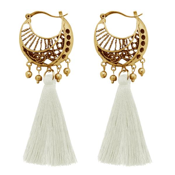 Jeweljunk White Thread Gold Plated Earrings - 1310953D