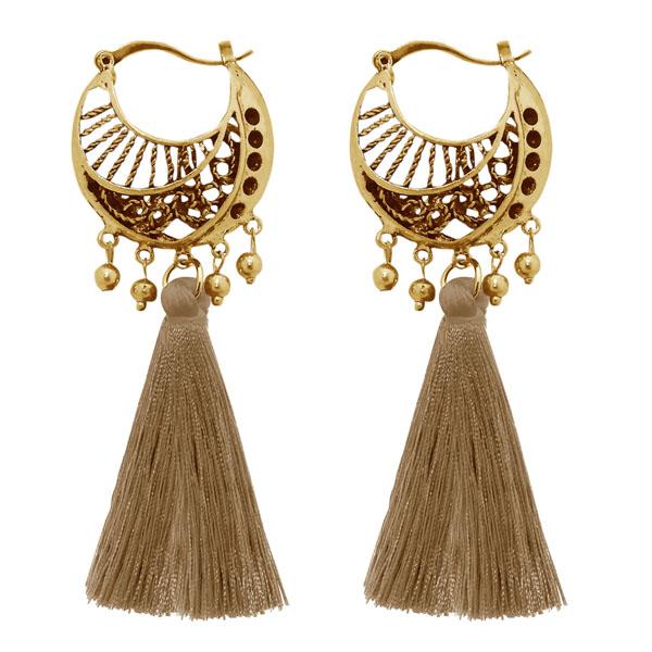 Jeweljunk Gold Plated Brown Thread Earrings - 1310953E