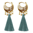 Jeweljunk Blue Thread Gold Plated Tassel Earrings - 1310953F