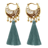 Jeweljunk Blue Thread Gold Plated Tassel Earrings - 1310953F