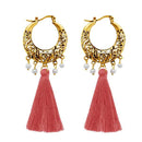 Jeweljunk Gold Plated Peach Thread Earrings - 1310955B