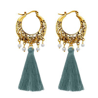 Jeweljunk Gold Plated Blue Thread Tassel Earrings - 1310955F