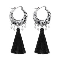 Jeweljunk Rhodium Plated Black Thread Earrings - 1310956A