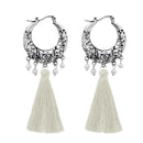 Jeweljunk Rhodium Plated White Thread Earrings - 1310956D