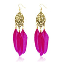 Jeweljunk Gold Plated Pink Feather Earrings - 1310957A
