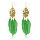 Jeweljunk Gold Plated Green Feather Earrings - 1310957D
