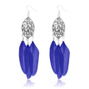 Jeweljunk Silver Plated Blue Feather Earrings - 1310958B