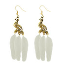 Jeweljunk Gold Plated White Peacock Feather Earrings - 1310959F