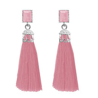 Jeweljunk Silver Plated Pink Thread Earrings - 1310962A