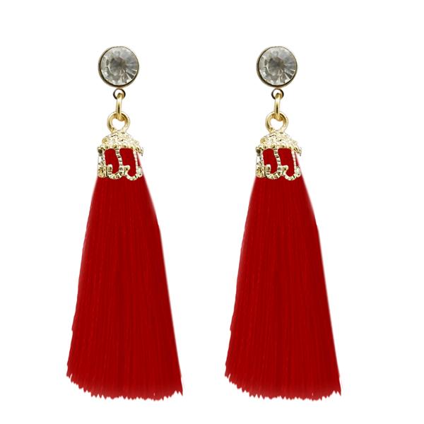 Jeweljunk Gold Plated Red Thread Earrings - 1310963C
