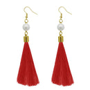 Jeweljunk Red Thread Gold Plated Thread Earrings - 1310964C