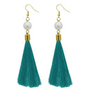 Jeweljunk Green Thread Gold Plated Thread Earrings - 1310964D