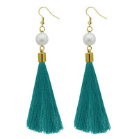 Jeweljunk Green Thread Gold Plated Thread Earrings - 1310964D