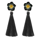 Jeweljunk Black Thread Gold Plated Tassel Earrings - 1310968B