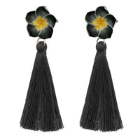 Jeweljunk Black Thread Gold Plated Tassel Earrings - 1310968B