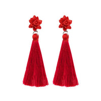 Jeweljunk Red Thread Gold Plated Tassel Earrings - 1310969C