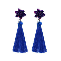 Jeweljunk Blue Thread Gold Plated Tassel Earrings - 1310969D