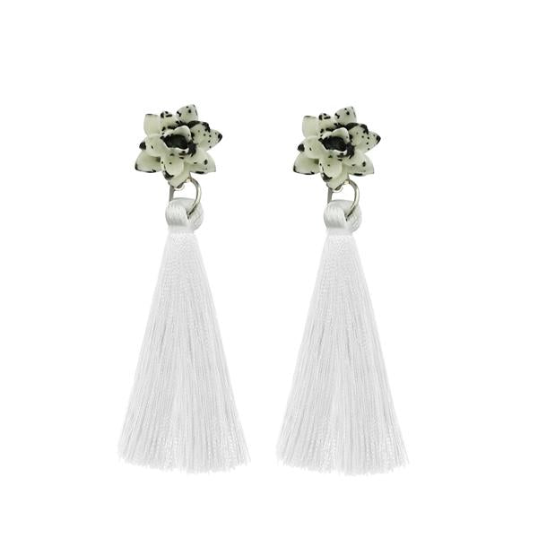 Jeweljunk White Thread Gold Plated Earrings - 1310969F
