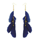 Jeweljunk Gold Plated Blue Feather Earrings - 1310970D