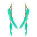 Tip Top Fashions Gold Plated Green Feather Earrings - 1310972B