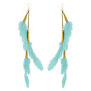 Tip Top Fashions Gold Plated Green Feather Earrings - 1310972D