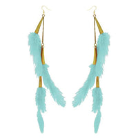 Tip Top Fashions Gold Plated Green Feather Earrings - 1310972D