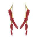 Tip Top Fashions Gold Plated Red Feather Earrings - 1310972G