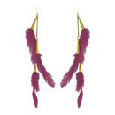 Jeweljunk Gold Plated Purple Feather Earrings - 1310972L