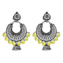 Jeweljunk Rhodium Plated Yellow Beads Chandbali Earrings - 1311007C