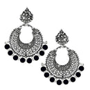 Jeweljunk Black Beads Rhodium Plated Afghani Earrings - 1311025B