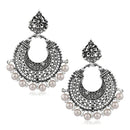 Jeweljunk Rhodium Plated White Beads Afghani Earrings - 1311025H