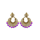 Tip Top Fashions Purple Beads Antique Gold Plated Afghani Earrings - 1311026J