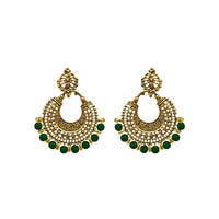 Jeweljunk Green Beads Antique Gold Plated Afghani Earrings - 1311026L