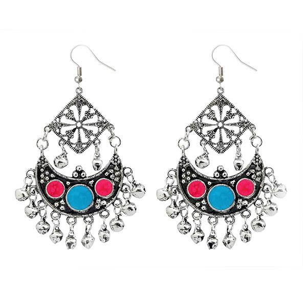 Jeweljunk Black Oxidised Plated Afghani Earrings - 1311034J