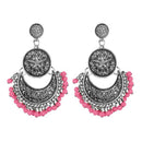 Jeweljunk Silver Plated Pink Beads Afghani Earrings - 1311043E