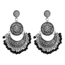 Jeweljunk Silver Plated Black Beads Afghani Earrings - 1311043G