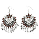 Jeweljunk Brown Meenakari Rhodium Plated Afghani Earrings - 1311049