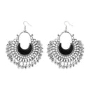 Tip Top Fashions Black Meenakari Silver Plated Afghani Earrings - 1311053C