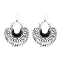 Tip Top Fashions Black Meenakari Silver Plated Afghani Earrings - 1311053C