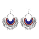 Tip Top Fashions Blue Meenakari Silver Plated Afghani Earrings - 1311053E