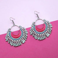 Jeweljunk Pink Meenakari Afghani Earrings - 1311053G