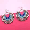 Jeweljunk Silver Plated Blue Meenakari Afghani Earrings - 1311053H