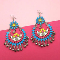 Jeweljunk Blue Meenakari Afghani Earrings - 1311054S