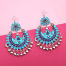 Jeweljunk Silver Plated Blue Meenakari Afghani Earrings - 1311054W