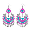 Jeweljunk Silver Plated Pink Meenakari Afghani Earrings - 1311055B