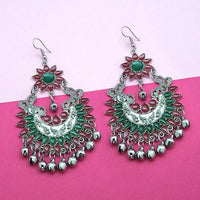 Jeweljunk Green Meenakari Afghani Earrings - 1311055G