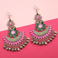 Jeweljunk Pink Meenakari Afghani Earrings - 1311057K