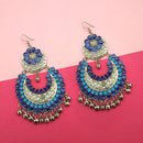 Jeweljunk Silver Plated Blue Meenakari Afghani Earrings - 1311058L