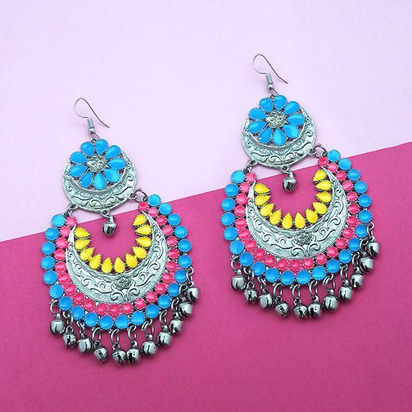 Tip Top Fashions Silver Plated Multi Meenakari Afghani Earrings - 1311058M