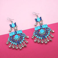 Jeweljunk Silver Plated Multi Meenakari Afghani Earrings - 1311059H